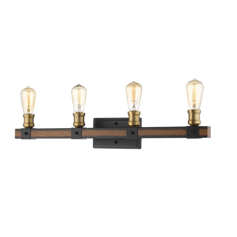 Z-Lite Kirkland 4 Light 30" Wide Faux Wood Bath Light - Rustic Mahogany
