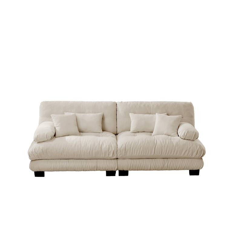 Oversized Modular Sectional Sofa, Chenille Deep Seat 2-Seater Sofa, Upholstered Cloud Couch with Lumbar Pillows & Throw Pillows