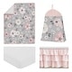 preview thumbnail 2 of 4, Grey Watercolor Floral Girl 4pc Nursery Crib Bedding Set - Blush Pink Gray White Shabby Chic Rose Flower Polka Dot Farmhouse