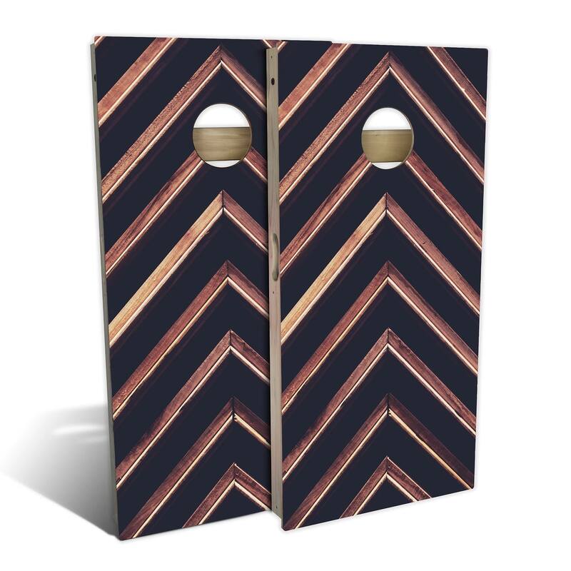 Country Living Angled Plank Outdoor Cornhole Board Set - Backyard 2x4 - Include Case + Hole Lights