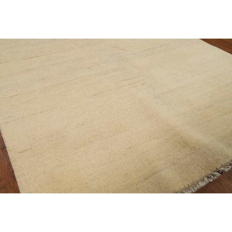 Gabbeh Modern Rug Hand-Knotted Solid Contemporary Wool Carpet - 3'11"x 5'10"