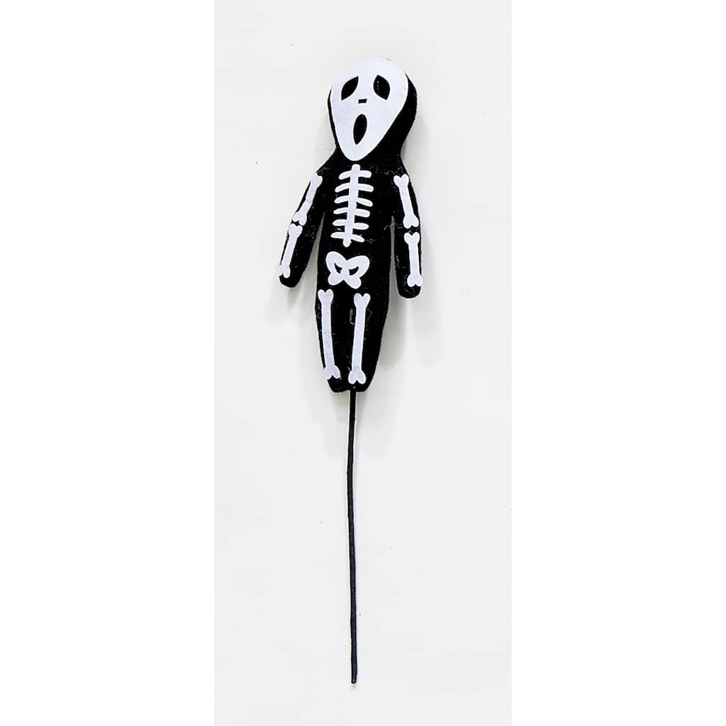 6.5" Halloween Skeleton Figure on a 7" Floral Pick, Set of 6