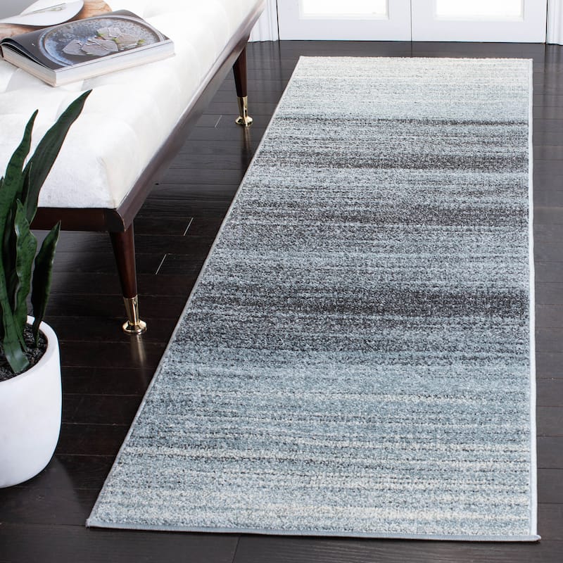 SAFAVIEH Adirondack Muzeyyen Ombre Distressed Rug - 2'6" x 12' Runner - Grey/Light Grey