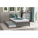 preview thumbnail 3 of 7, Grey Twin Size Wood Platform Bed with Trundle