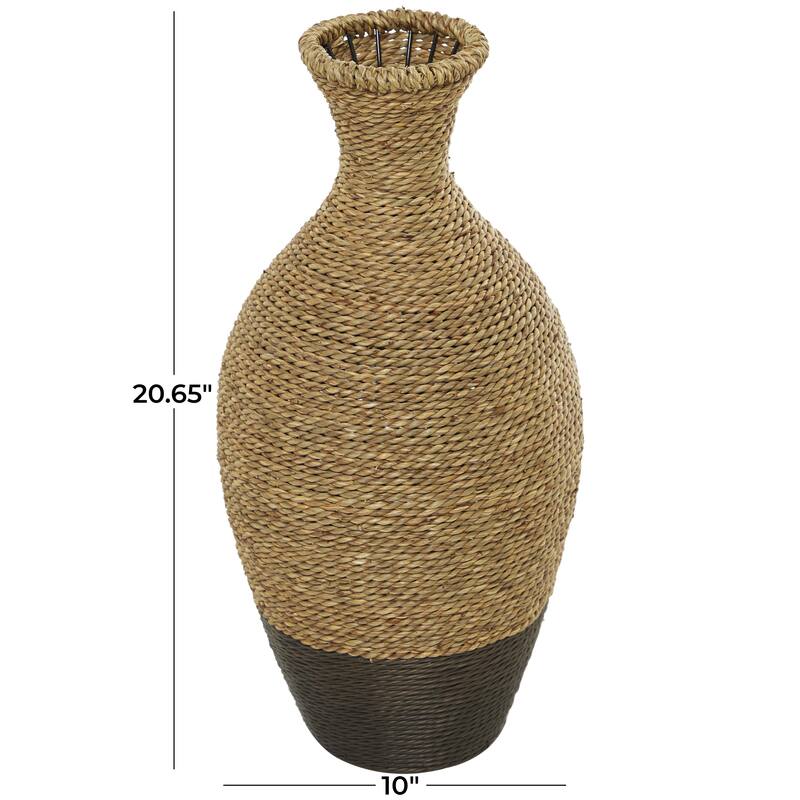 Seagrass Handmade Tall Woven Floor Vase - Brown - Roche River Decor