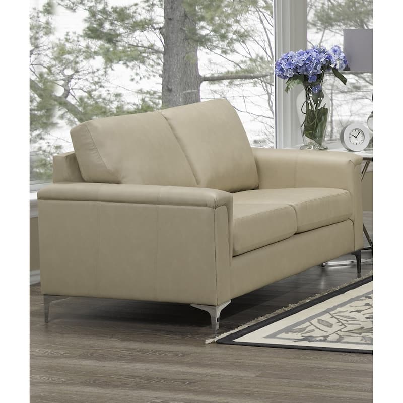 Lessa Modern Premium Top Grain Leather Loveseat - Beige
