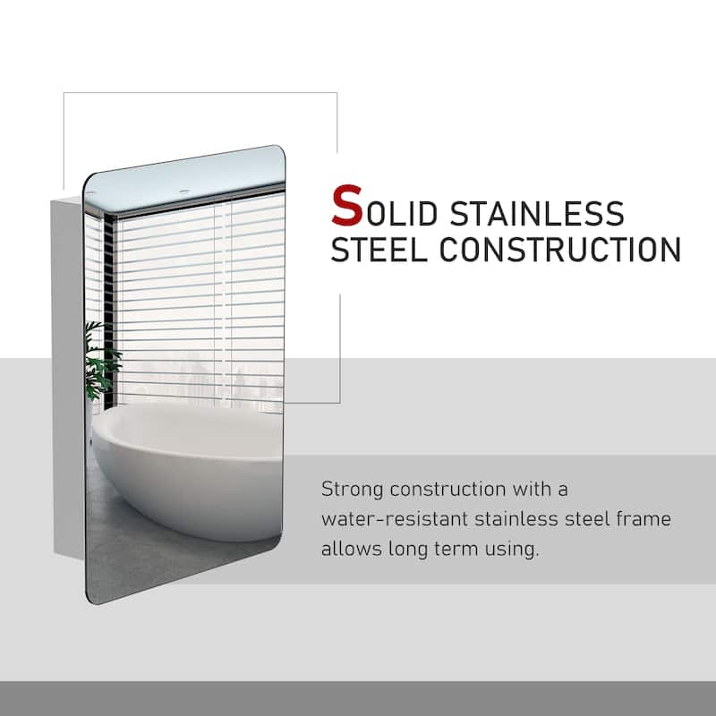 Mirror Wall-Mounted Medicine Cabinet with 3-Tier Storage, Stainless Steel Construction, Space-Saving Design - 4.75X18 in