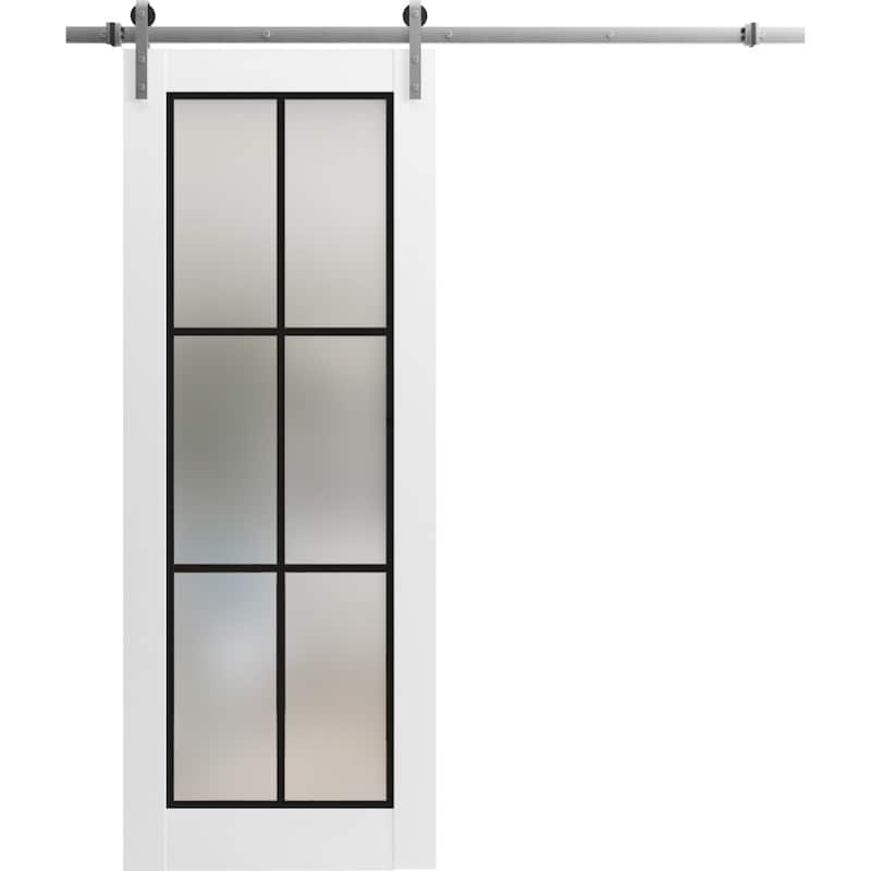 Sturdy Barn Door 18 x 80 Planum 2122 White Silk 6.6FT - Grey - 24" x 84"