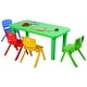 preview thumbnail 1 of 7, Costway Kids Plastic Table and 4 Chairs Set Colorful Play School Home Green