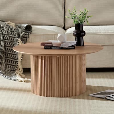 Mid Century Modern Table with Wood oak,31.49 inch Coffee Table for Dining Room Round coffee Tables