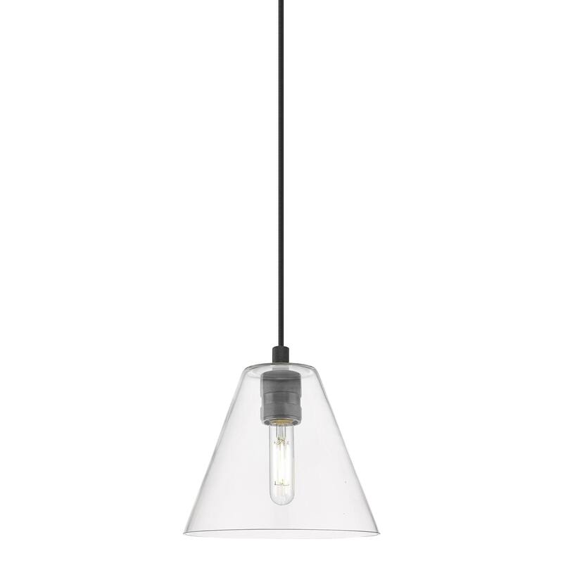 Innovations Lighting 434-1P-11-8 Crown Point Pendant Crown Point 8" - Matte Black / Clear