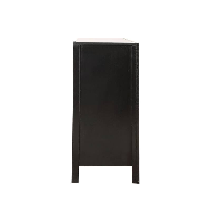 6-Drawer Black Double Dresser with Wide Storage, Sleek Modern Look, and Smooth Glide Drawers for Organized Spaces