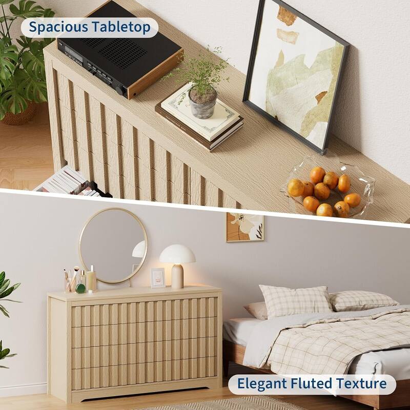 8 Drawers Fluted Modern Dresser, Versatile Chest of Drawers for Bedroom