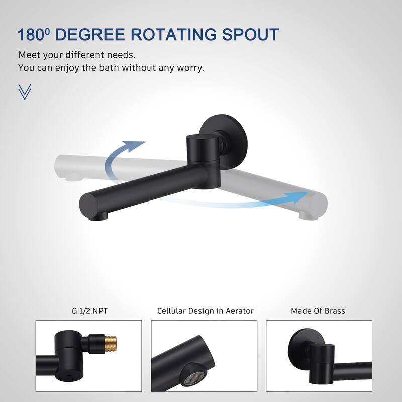 1-Spray Pattern 10-inch Round Wall Mount Shower System with Tub Faucet