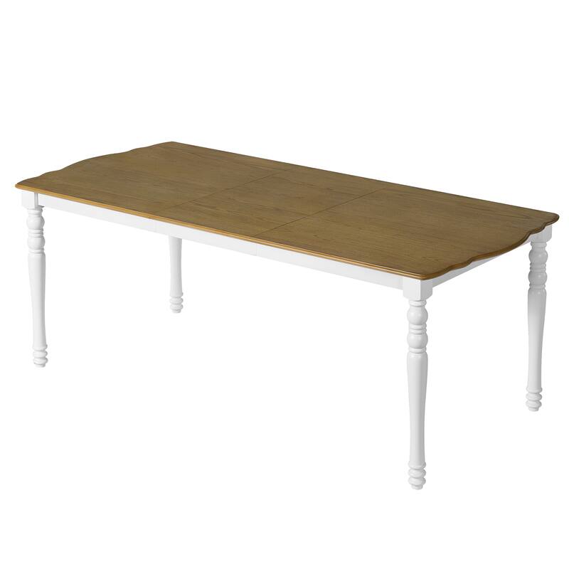 7-Piece Extendable Wood Dining Table Set with Removable Leaf and 6 Durable Chairs for Kitchen Use