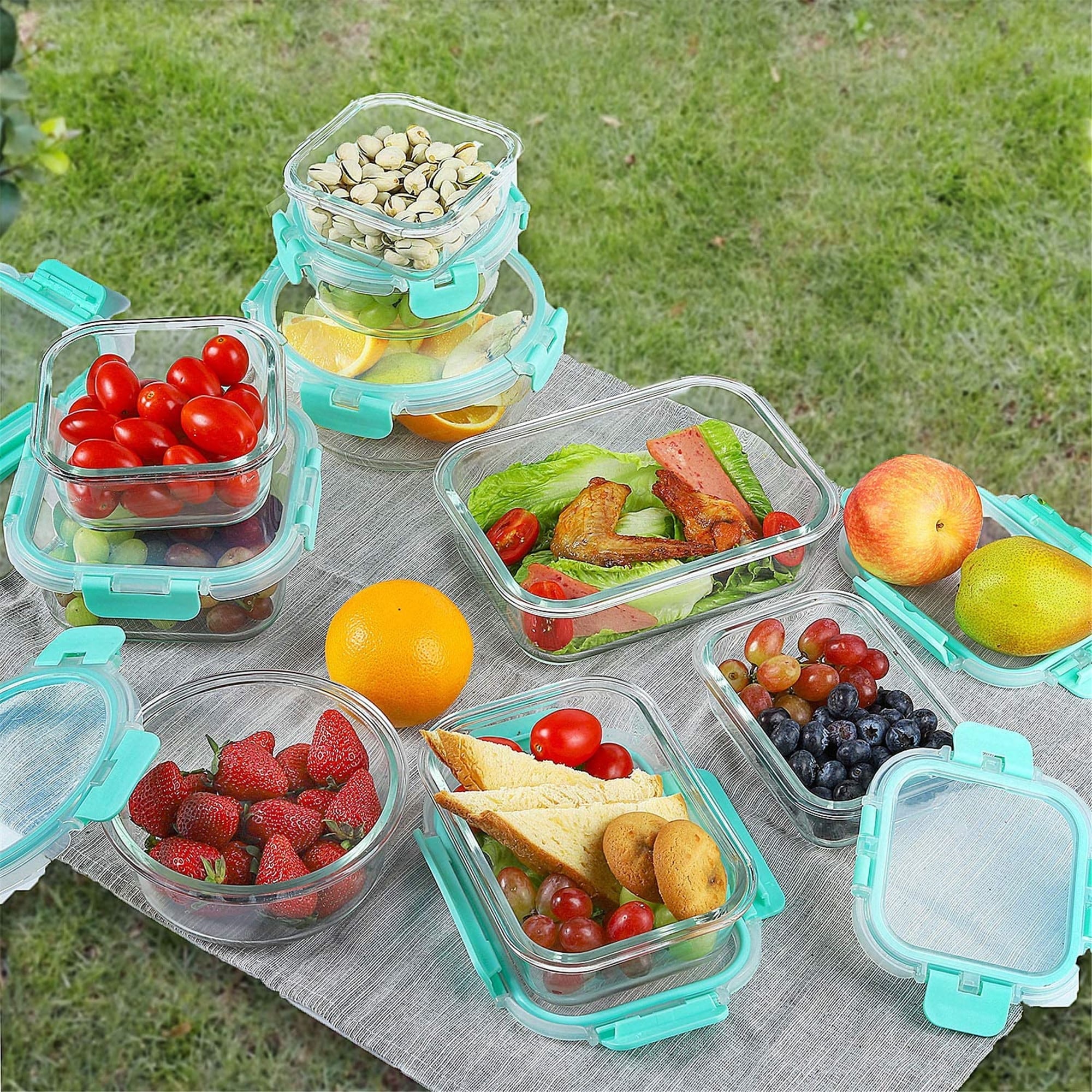Bayco 10 Pack Glass Meal Prep Containers 2 Compartment, Glass Food Storage  Containers with Lids, Airtight Glass Lunch Bento Boxes, BPA-Free & Leak