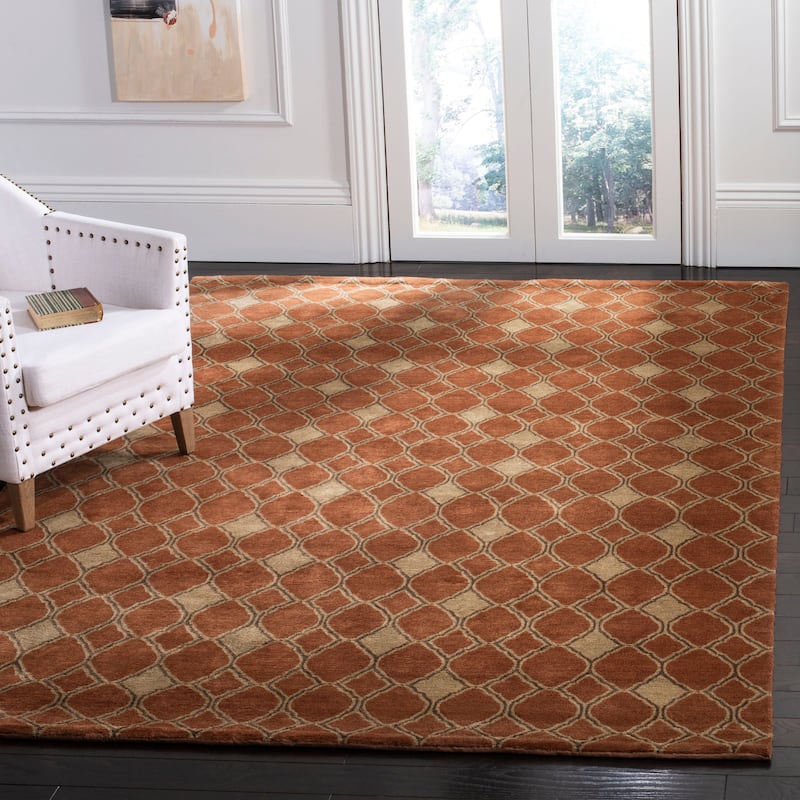SAFAVIEH Couture Hand-knotted Alonsa Wool/ Silk Rug - 8' x 10' - Orange