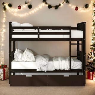 Modern Full over Full Bunk Bed With Drawers and Ladder For Bedroom,Guest Room Furniture