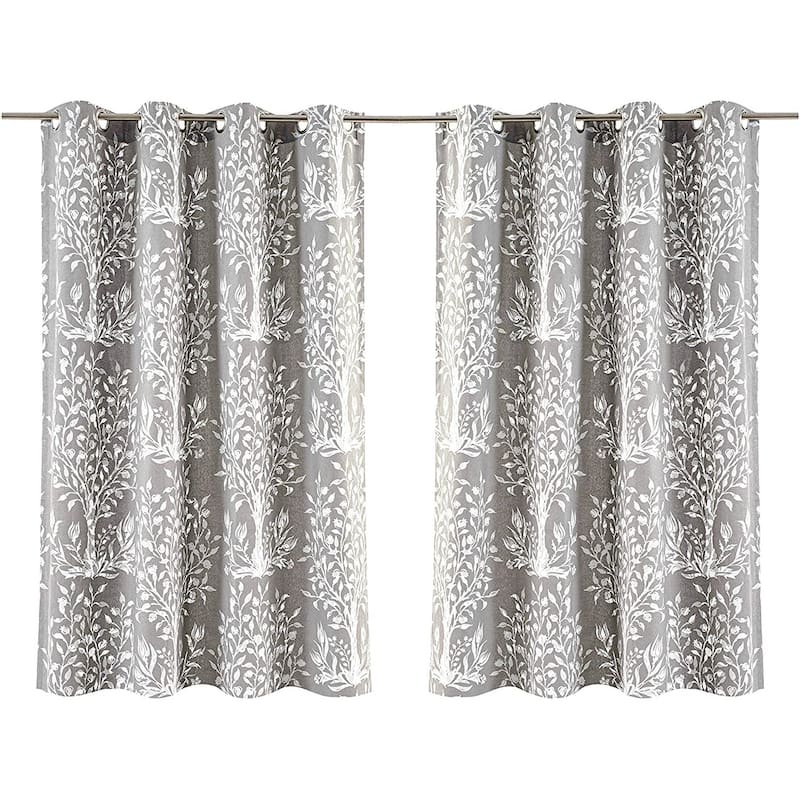 DriftAway Anna Cotton Botanical Pattern Thermal Insulated Energy Saving Grommet Window Curtains 2 Panels