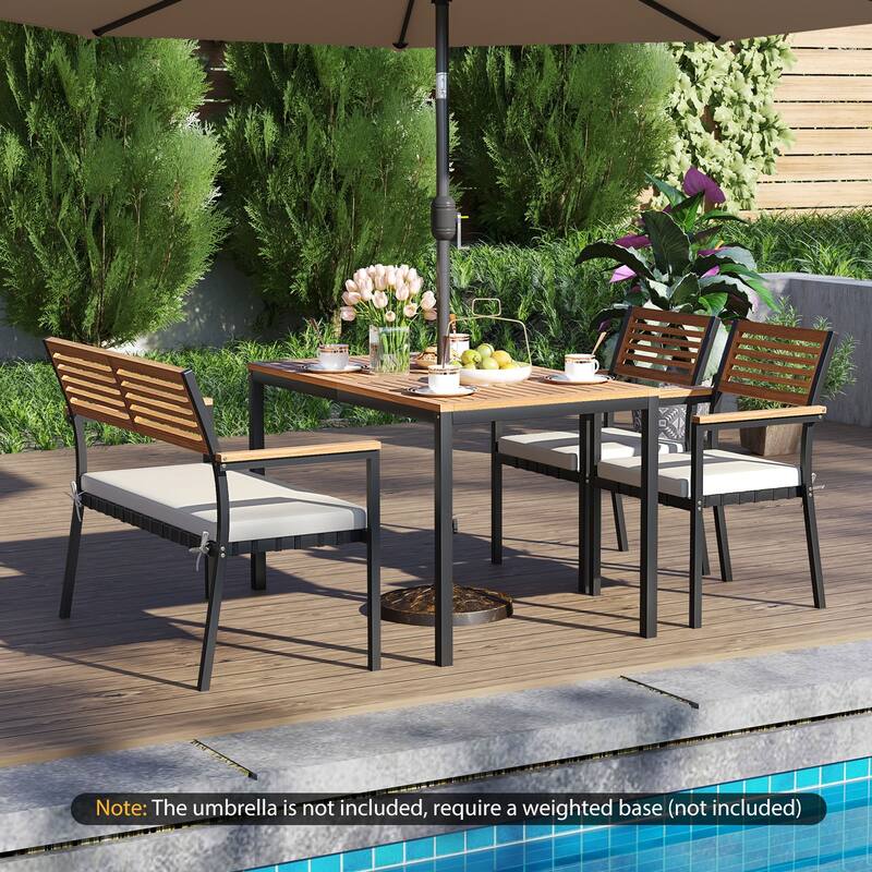Costway 4 PCS Patio Furniture Set with Acacia Wood & Metal Frame - See Details