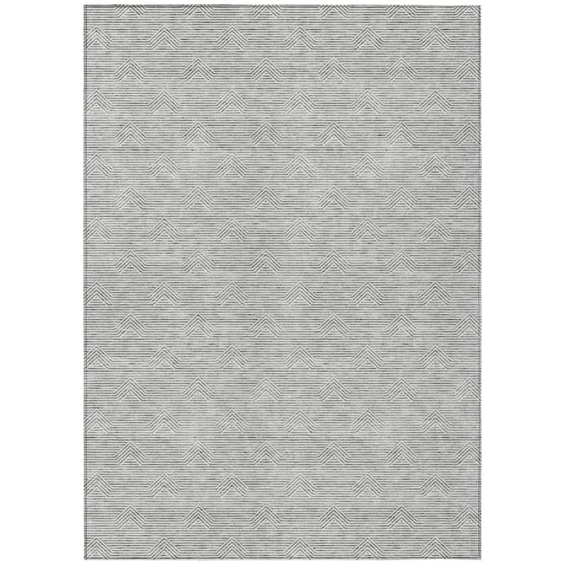 Machine Washable Indoor/ Outdoor Chantille Contemporary Stripe Rug