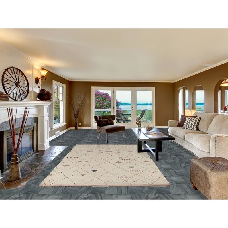 Geometric Moroccan Area Rug Handmade Wool Carpet - 5'10"x 9'9"