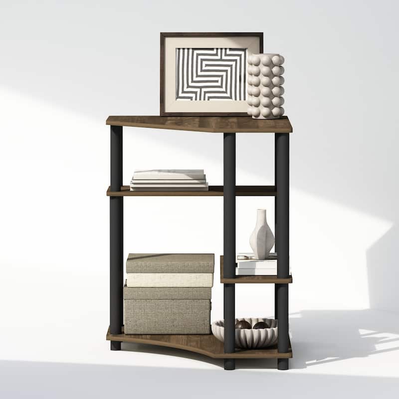 4 Tiers Wood Household Shelving Unit in Walnut/Black (31.1 in. W x 28.5 in. H x 22.5 in. D) - 31.1
