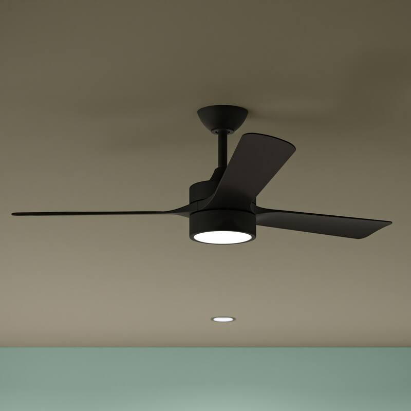 Axion 3-Blade Modern LED Ceiling Fan with Matte Blades - Matte Black - Rotary Switch