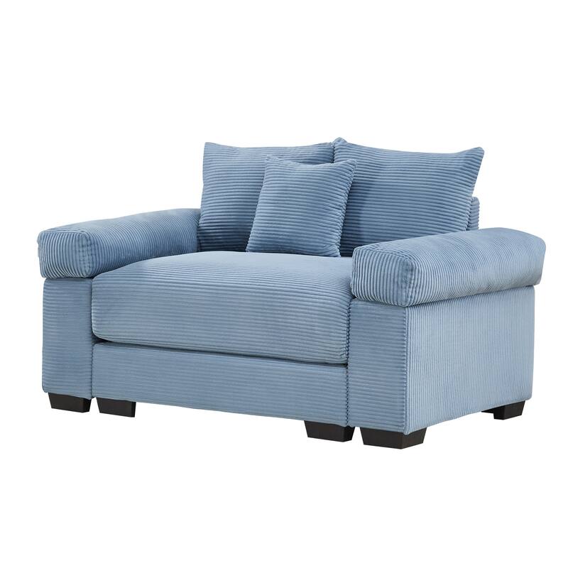 Oversized Chaise Lounge Corduroy Chair Indoor Single Sofa with Ottoman for Living Room Bedroom