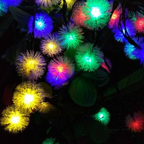 21ft 30LED Snow Ball Solar String Lights 8-Mode Fairy Globe Light