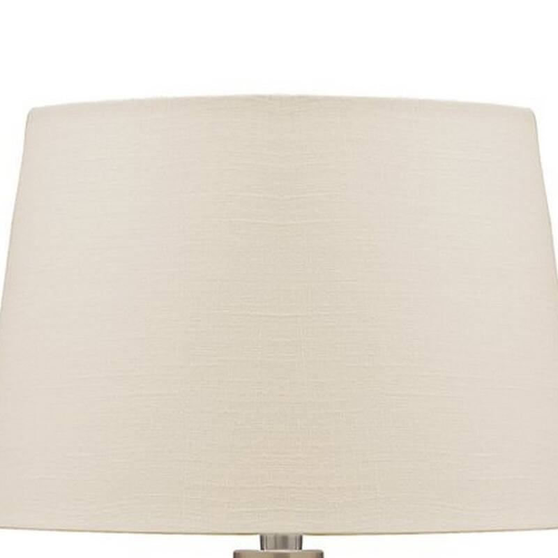 Mercury Glass Table Lamp with Drum Shade, Gold and Beige