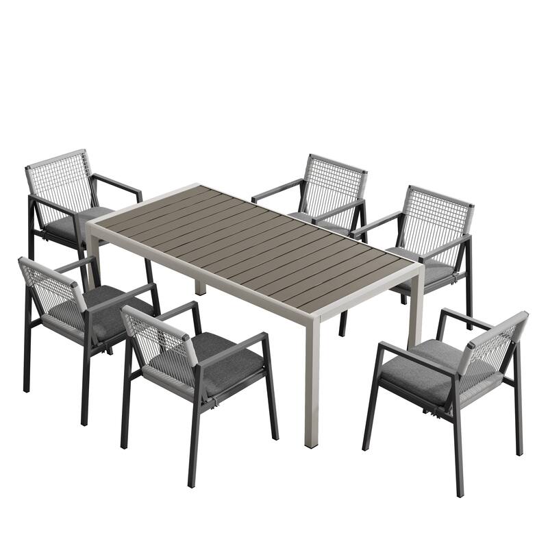Christopher Knight Home - Jaxon Outdoor 7 piece Dining Set with Rope-Woven Chairs