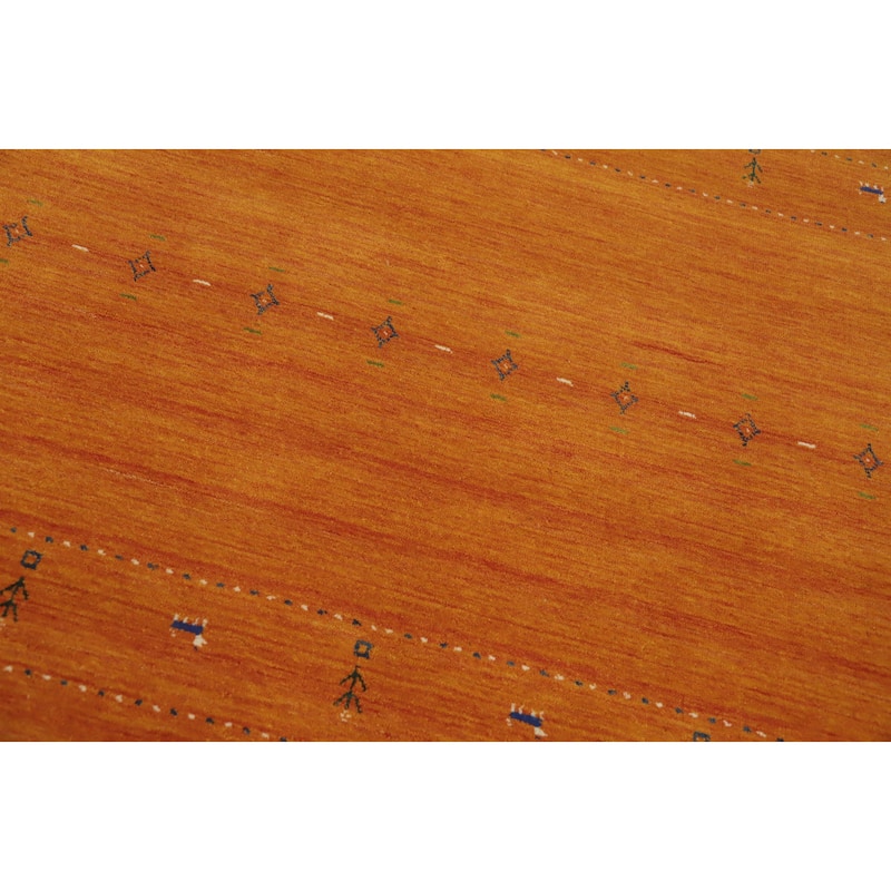 Hand Knotted Oriental 100% Wool Carpet Tribal Animal Pictorial Oranges & Rust Gabbeh Area Rug - 7' 10'' X 4' 11''