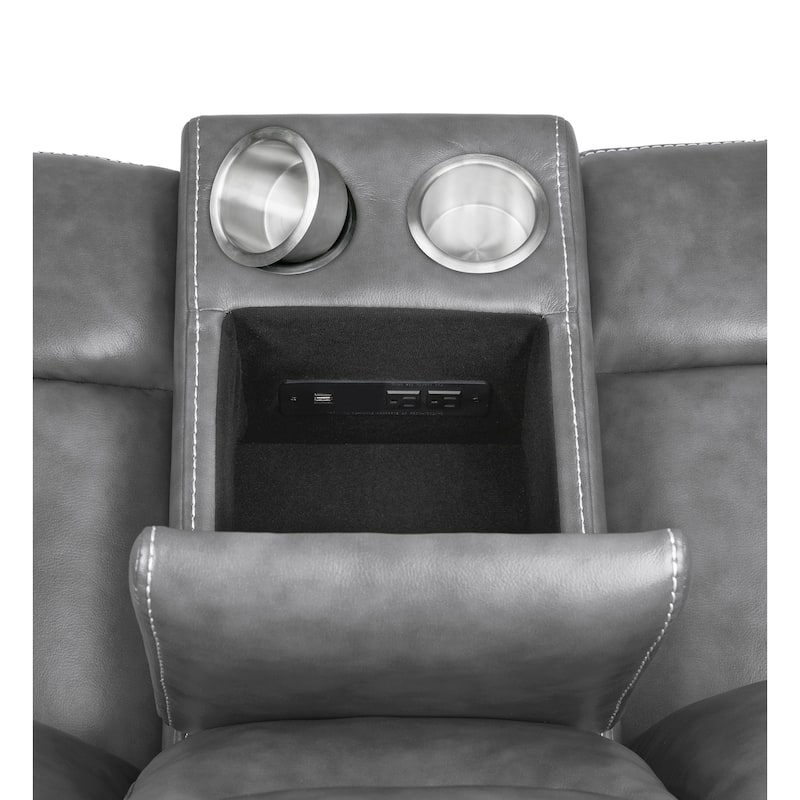 Conrad Grey Upholstered Padded Arm Motion Sofa Set