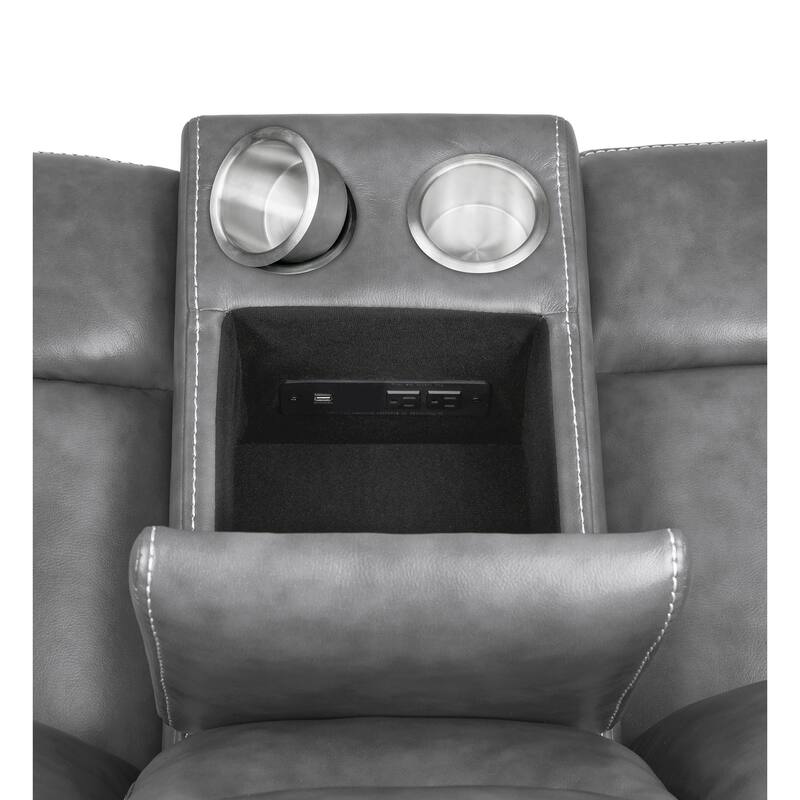 Conrad Upholstered Padded Arm Glider Loveseat Grey