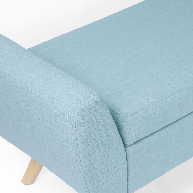 HomePop Modern Sherpa Storage Bench with Wood Legs - Cream