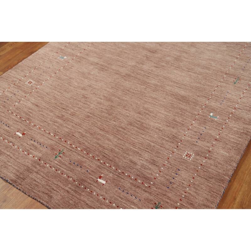 Hand Knotted Oriental 100% Wool Carpet Tribal Animal Pictorial Brown Gabbeh Area Rug - 7' 9'' X 4' 11''