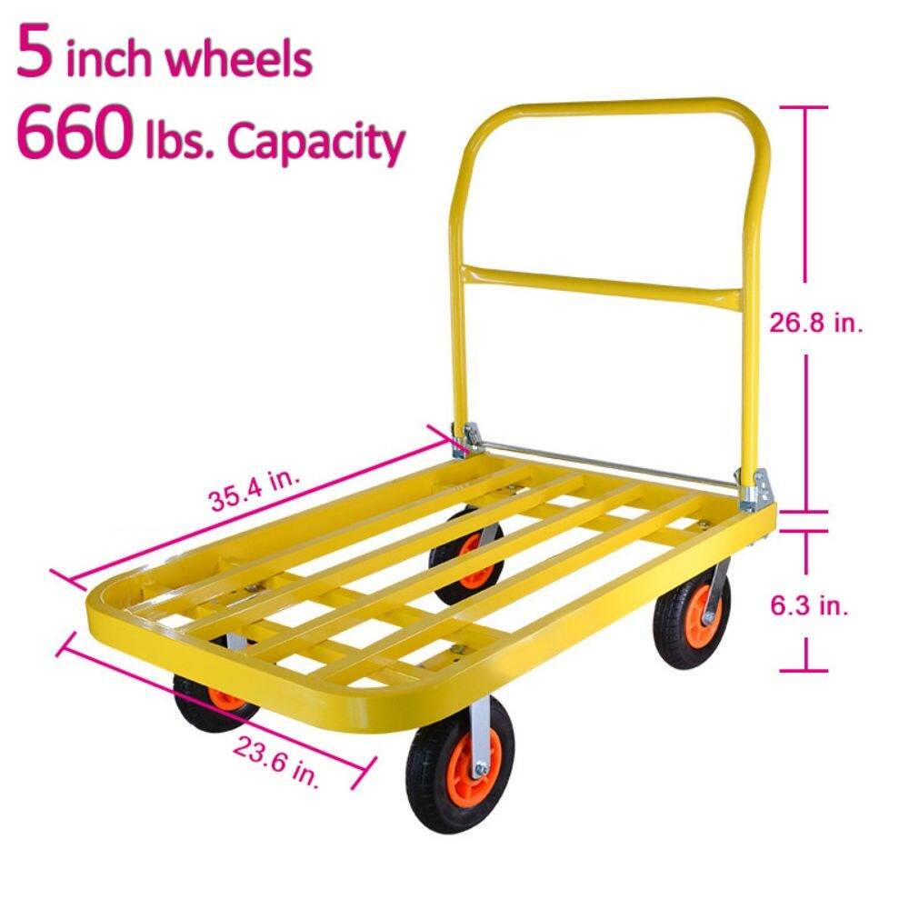 660 lbs. Push Hand Truck HeavyDuty Dolly Foldable Platform Cart Bed