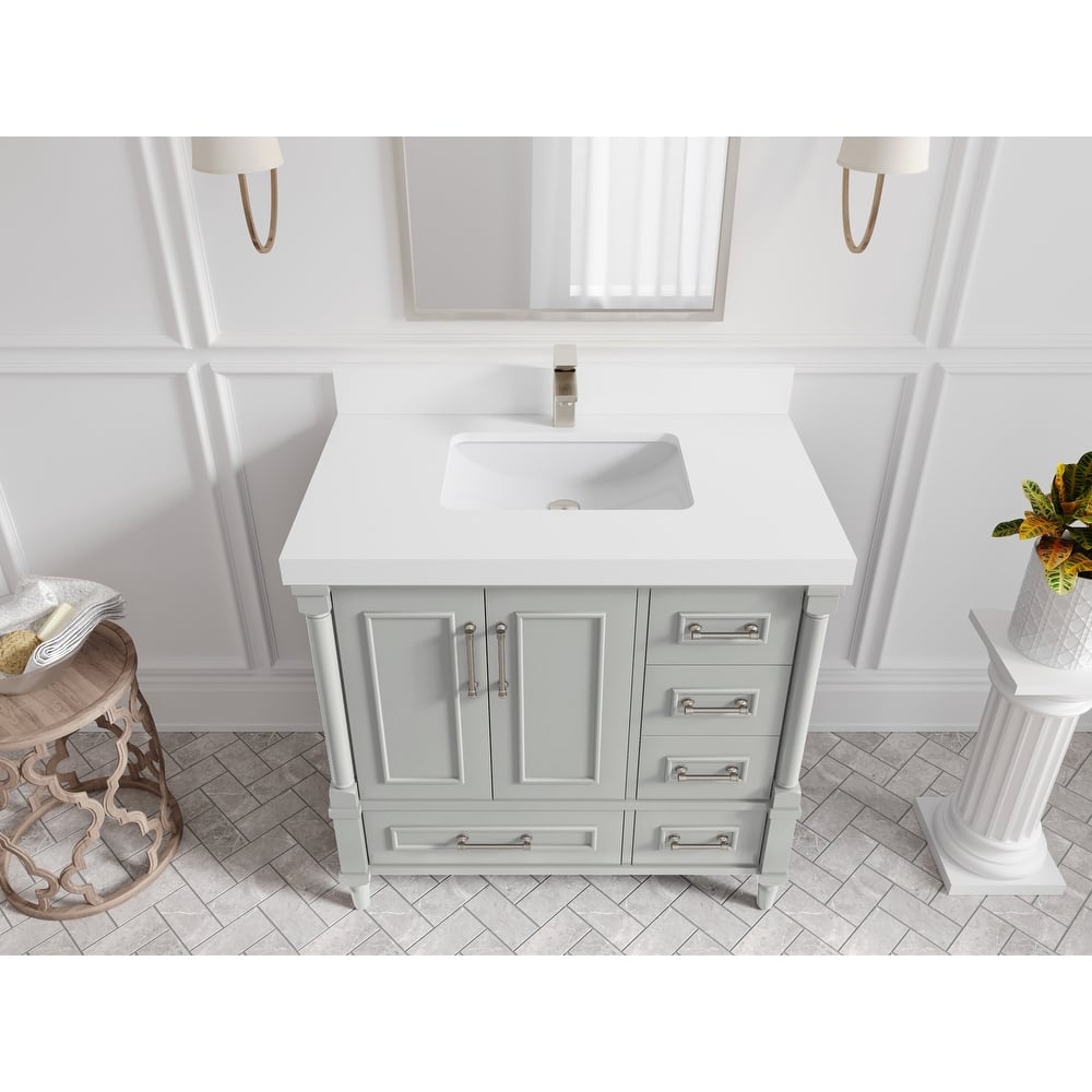 Willow Collections 36 in. W x 22 in. D Aberdeen Center Sink Left Bathroom Vanity with Countertop