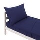 preview thumbnail 1 of 3, Everything Kids Solid Navy 3 Piece Toddler Sheet Set - Fitted Bottom Sheet, Flat Top Sheet, Reversible Pillowcase