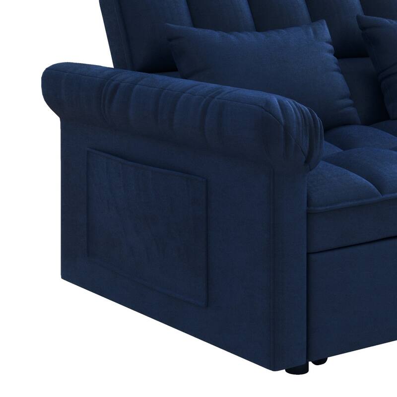 56" Convertible Loveseat Sofa Bed with Adjustable Backrest and Pull-out Bed