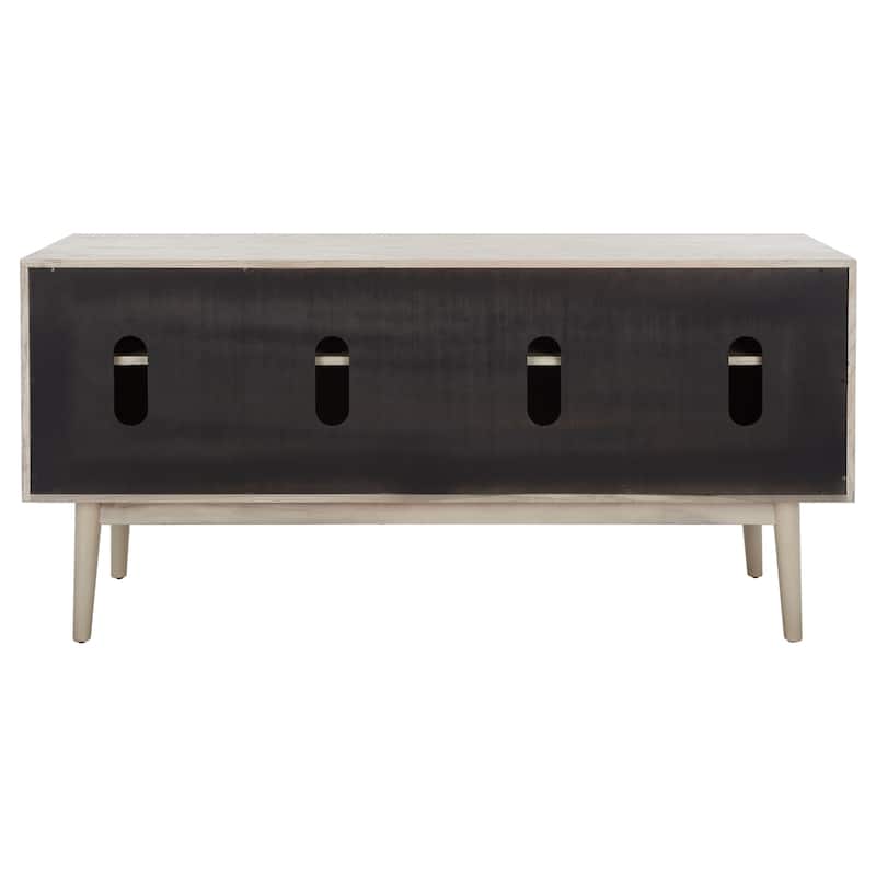SAFAVIEH Couture Zhetchka Mid-Century 58-inch Storage TV Media Stand - 58" W x 18" L x 27" H - 58Wx18Dx27H - White Wash