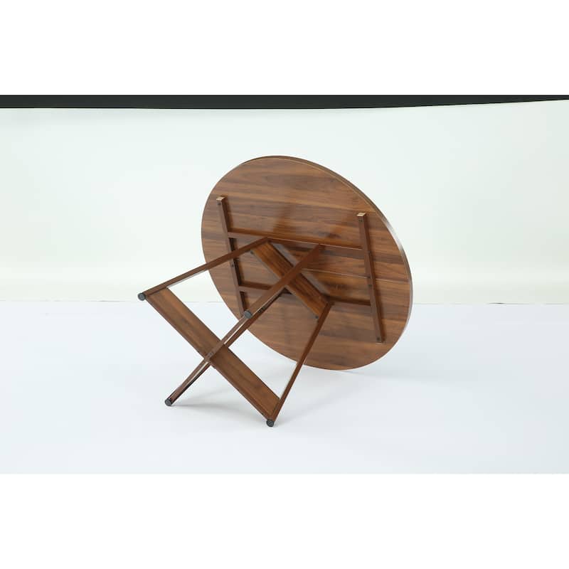 39.4" Round Dining Table for 4, Farmhouse Kitchen Table with Wooden Reinforced Base