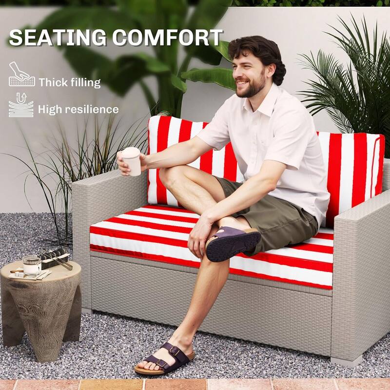 Outdoor Loveseat Cushion Set (Set of 1 Seats,48x24in, 2 Backs,24x18in )