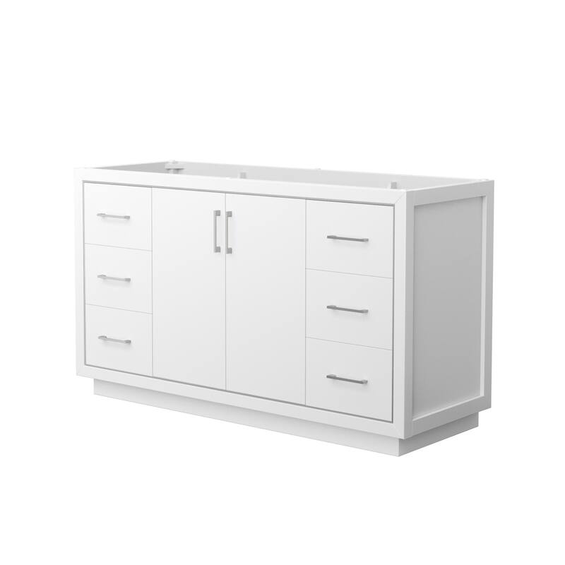 Wyndham Collection WCF1111-60S-CX-MXX Icon 60" Single Free Standing - White / Brushed Nickel Hardware