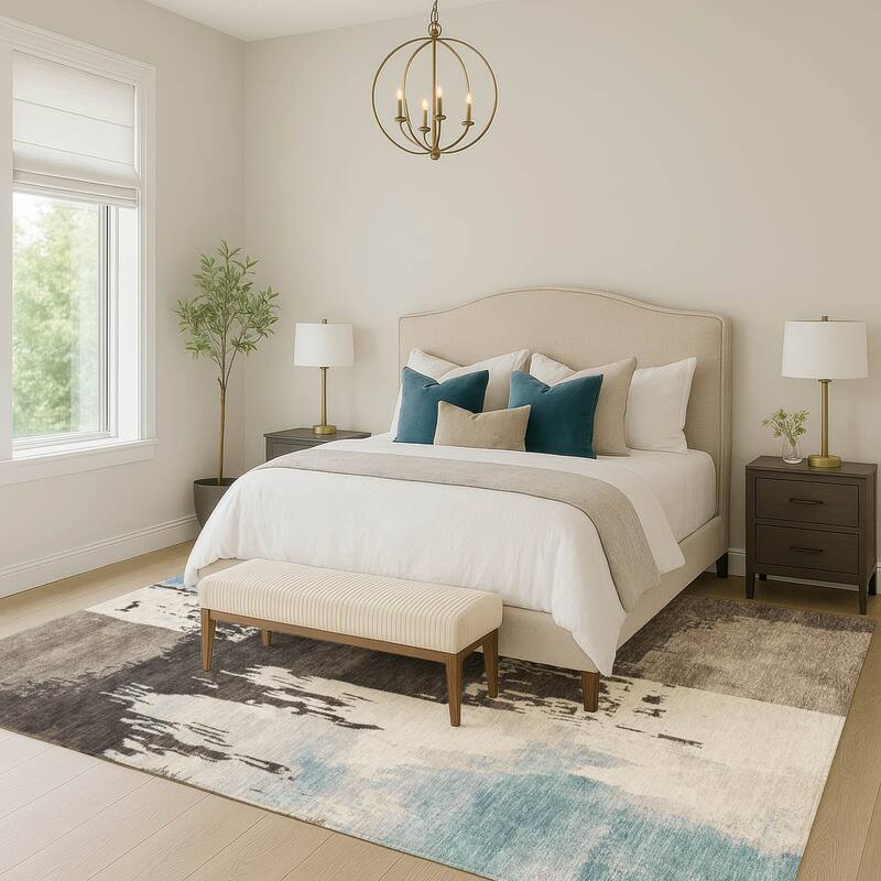 Machine Washable Indoor/ Outdoor Contemporary Fusion Chantille Rug