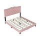 preview thumbnail 5 of 40, Elegant Velvet Queen Bed with Tufted Headboard and Rivet Trim