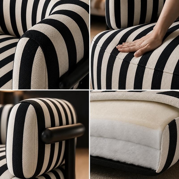 Zebra Striped Oversized Accent Chair with Fixed Back - Bed Bath