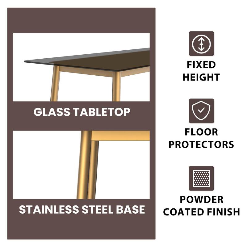 Zayle Dining Table with a 71" Rectangular Top and Gold Steel Base