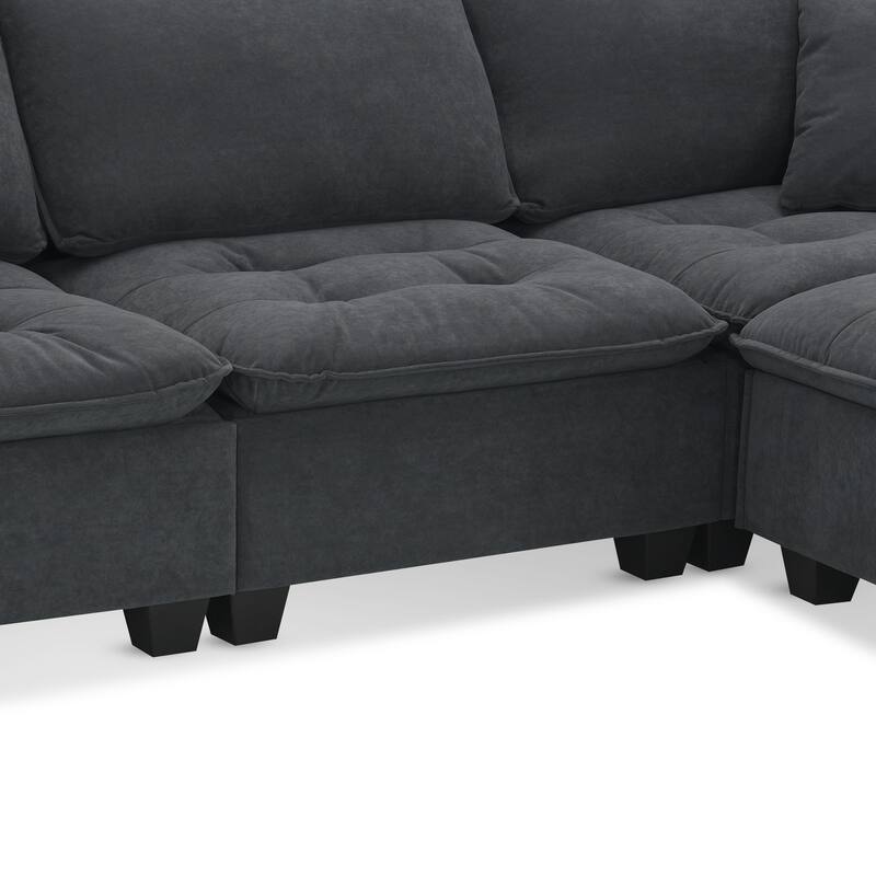 100" L-Shaped Convertible 4-Seat Sectional Sofa with Removable Ottoman and Matching Pillows, Ideal for Living Room